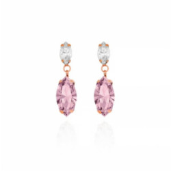 PENDIENTES VICTORIA CRUZ LAGRIMA ROSA CRISTAL LARGOS DORADOS - A3729-05ST