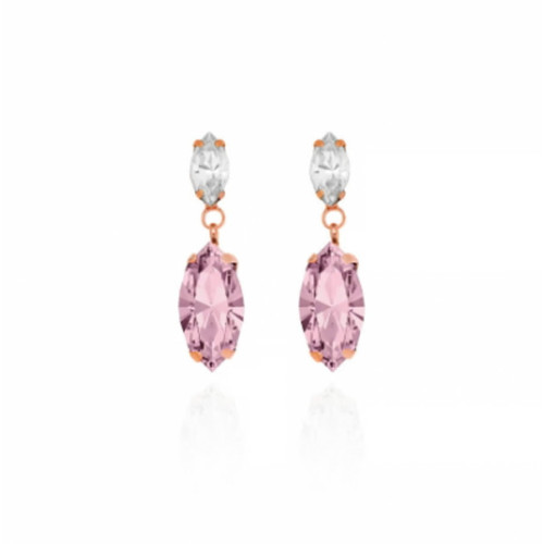 PENDIENTES VICTORIA CRUZ LAGRIMA ROSA CRISTAL LARGOS DORADOS - A3729-05ST