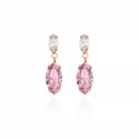 PENDIENTES VICTORIA CRUZ LAGRIMA ROSA CRISTAL LARGOS DORADOS - A3729-05ST