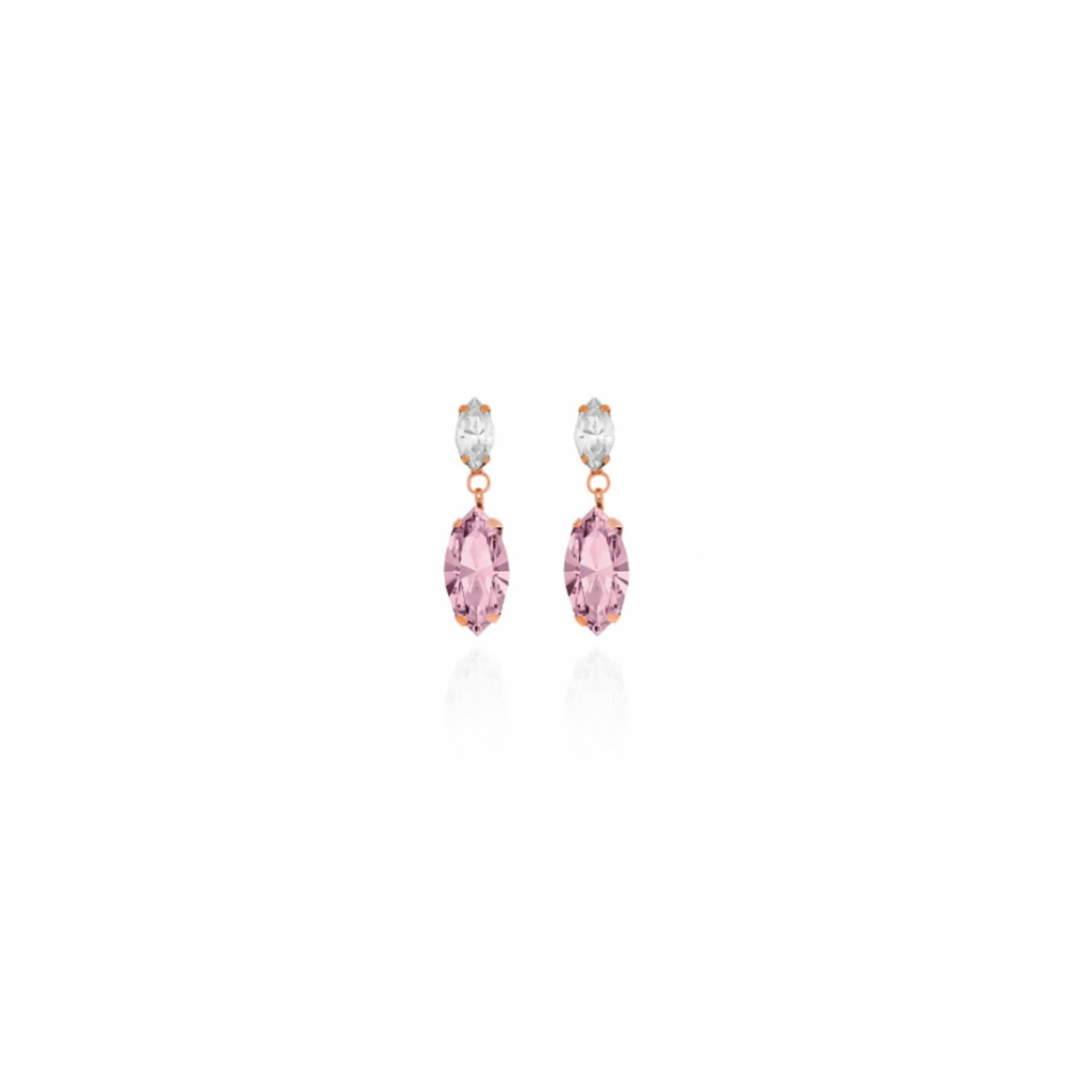 PENDIENTES VICTORIA CRUZ LAGRIMA ROSA CRISTAL LARGOS DORADOS - A3729-05ST