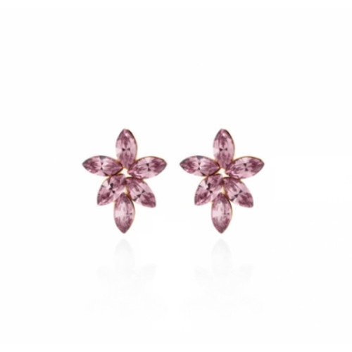 PENDIENTES VICTORIA CRUZ FLOR ROSA DORADOS - A3992-15DT