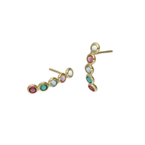 PENDIENTES VICTORIA CRUZ DORADOS MULTICOLOR SWAROVSKI - A3982-MDT