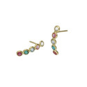 PENDIENTES VICTORIA CRUZ DORADOS MULTICOLOR SWAROVSKI - A3982-MDT