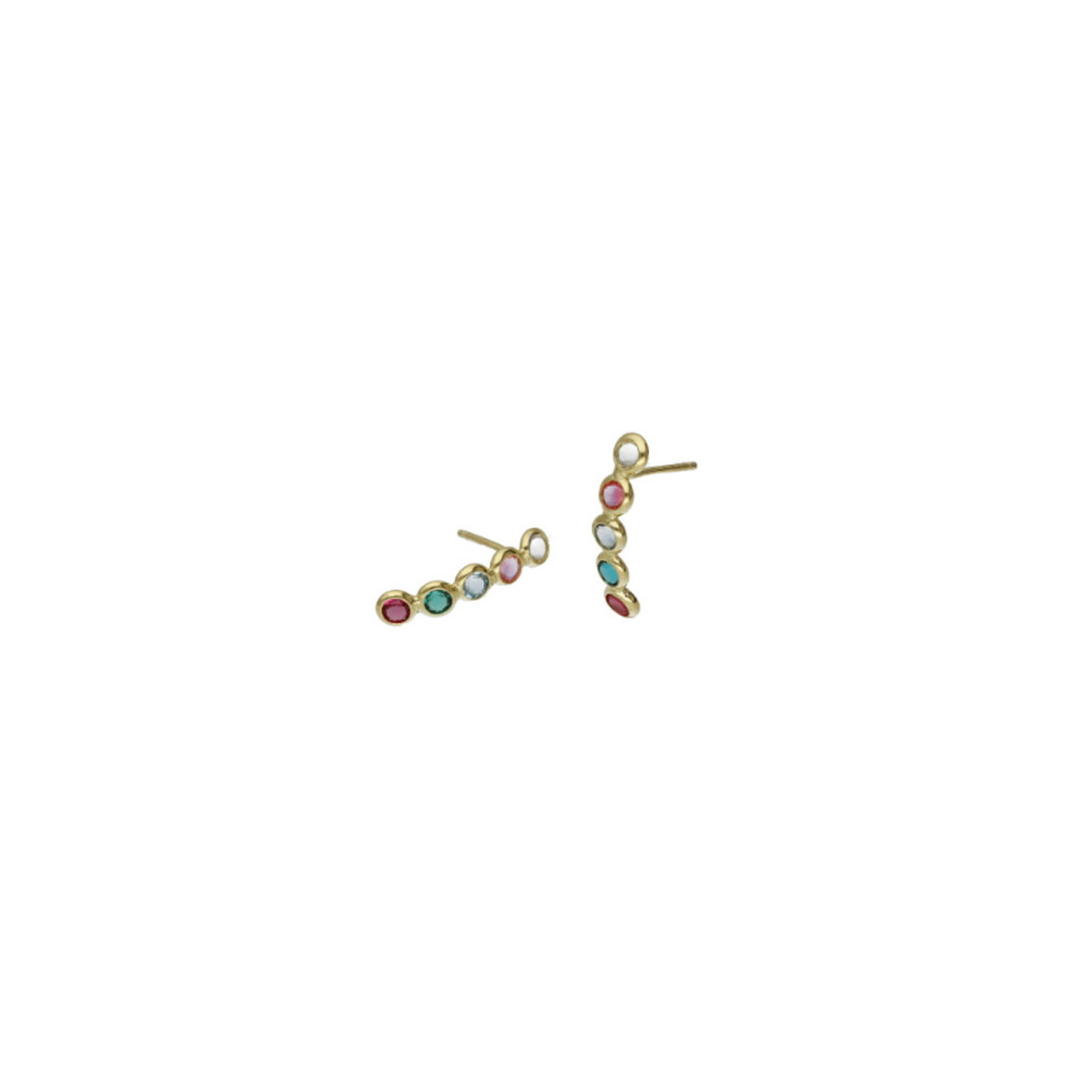 PENDIENTES VICTORIA CRUZ DORADOS MULTICOLOR SWAROVSKI - A3982-MDT