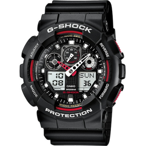 RELOJ CASIO EDIFICE SPORT MILITAR BLACK RED - GA-100-1A4ER