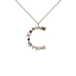 GARGANTILLA P DE PAOLA PIEDRAS DE COLOR LETRA C - CO02-098-U