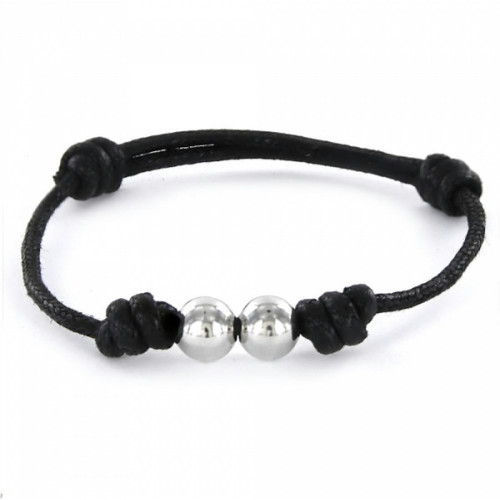 PULSERA PROMOJOYA CORDON NEGRO 2 BOLAS - 9100612