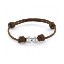 PULSERA PROMOJOYA CORDÓN MARRÓN BOLAS - 9100610