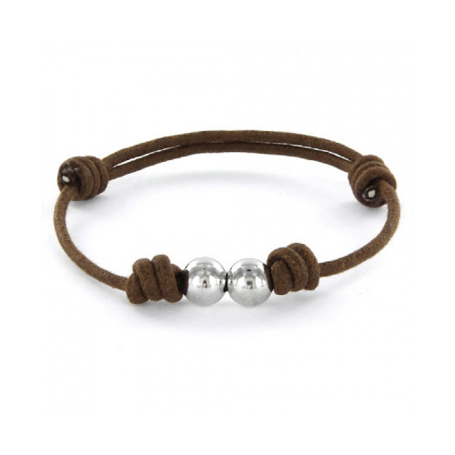 PULSERA PROMOJOYA CORDÓN MARRÓN BOLAS - 9100610