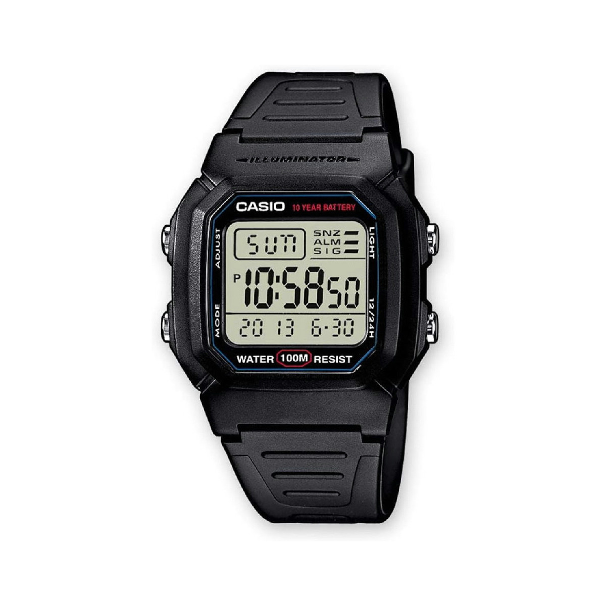 RELOJ CASIO RESINA BLACK CAUCHO - W-800H-1AVES