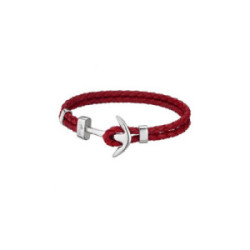 PULSERA LOTUS CUERO ANCLA ROJA - LS1832-2/2