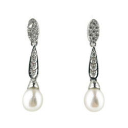 PENDIENTES COMPROMISO ORO BLANCO CON PERLA - 118730100