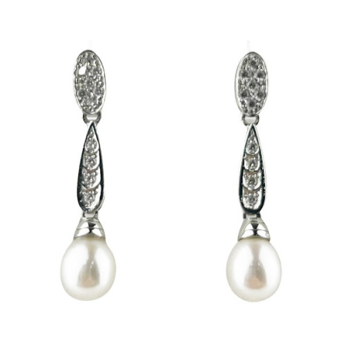 PENDIENTES COMPROMISO ORO BLANCO CON PERLA - 118730100