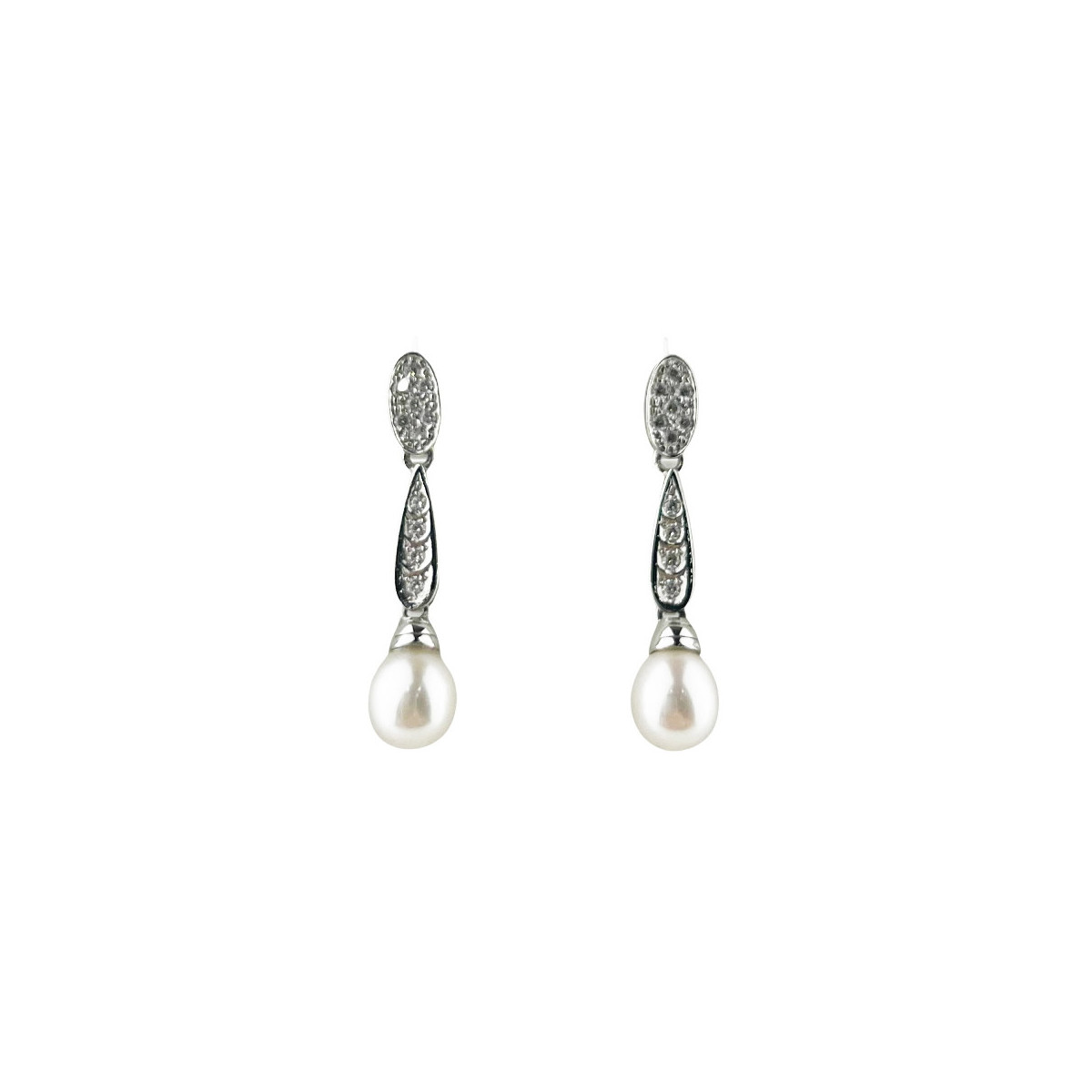 PENDIENTES COMPROMISO ORO BLANCO CON PERLA - 118730100