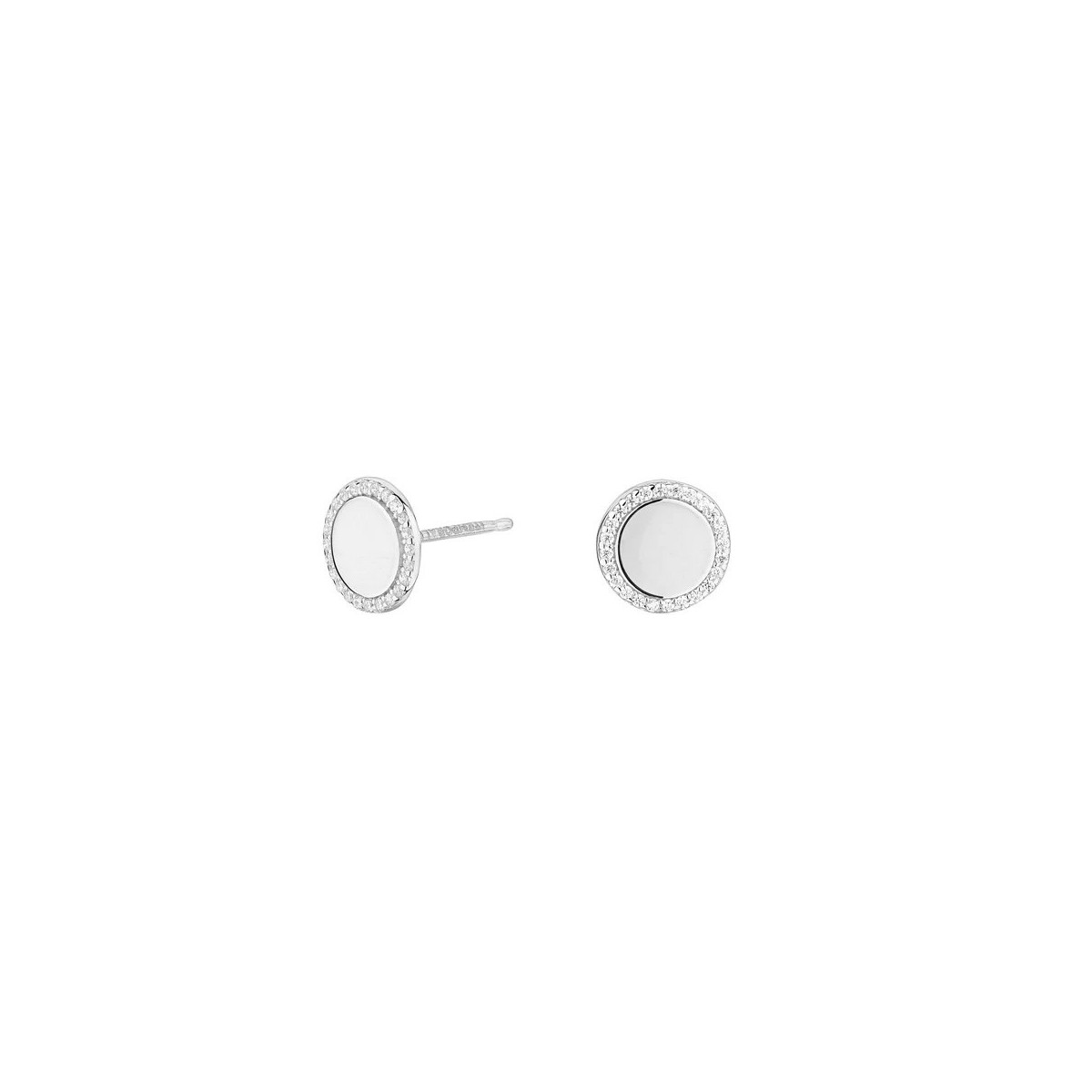 Pendientes Cube Círculo Botón Plata - SEA-101-057-UU