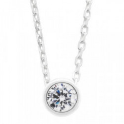 Collar de plata con circonita de 5,25 mm engastado en bisel - SNL-101-024-03