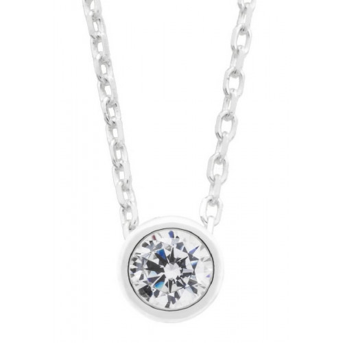 Collar de plata con circonita de 5,25 mm engastado en bisel - SNL-101-024-03