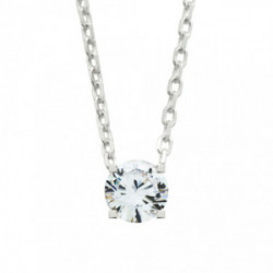 Collar de plata con circonita de 3,8 mm montado sobre 4 garras - SNL-101-026-01