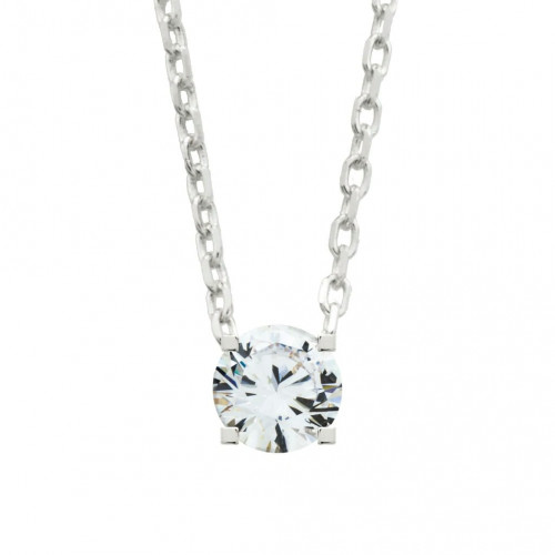 Collar de plata con circonita de 3,8 mm montado sobre 4 garras - SNL-101-026-01