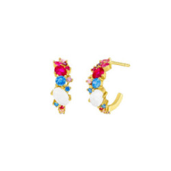 PENDIENTES MAREA ARO CHAPADO PIEDRA - D02501/AQ
