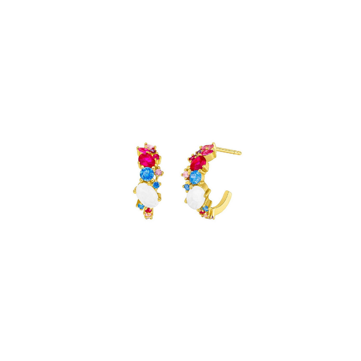 PENDIENTES MAREA ARO CHAPADO PIEDRA - D02501/AQ