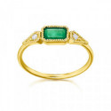 ANILLO DE ORO, ESMERALDA Y BRILLANTES - GA085OA