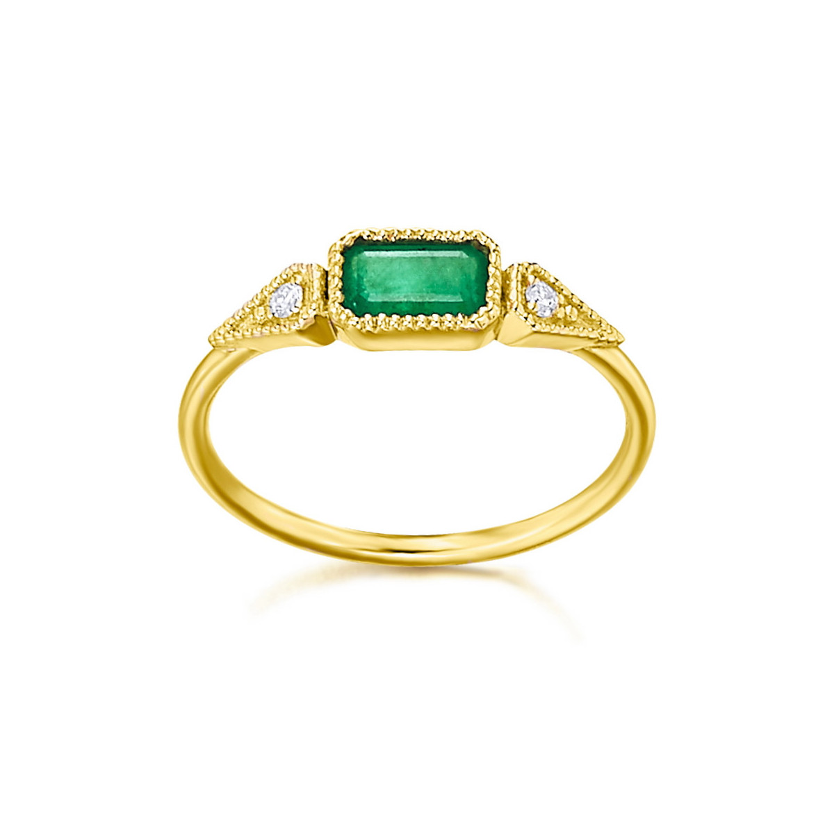 ANILLO DE ORO, ESMERALDA Y BRILLANTES - GA085OA