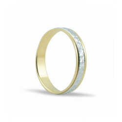 ALIANZA DE BODA BICOLOR FACETADO ORO 18K