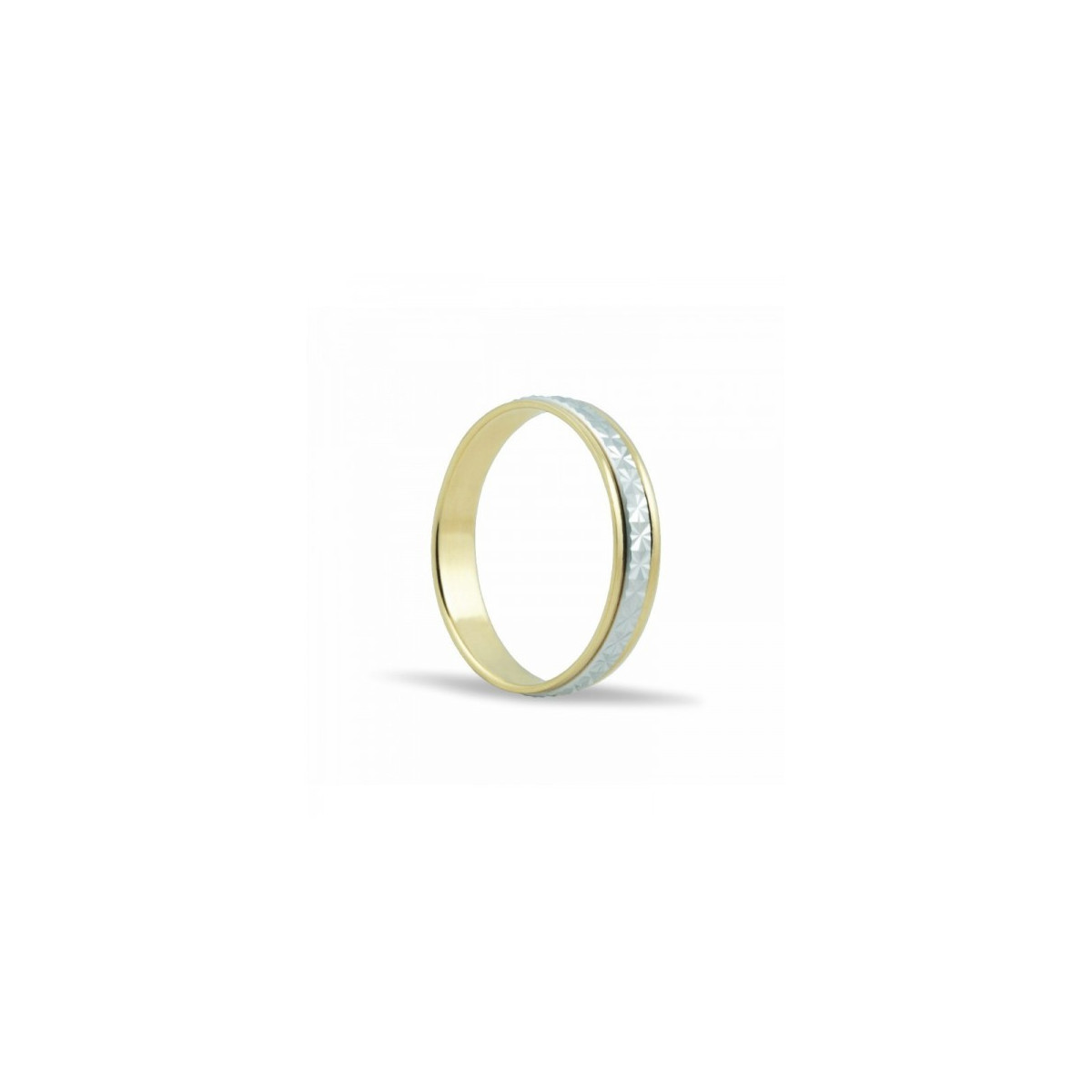 ALIANZA DE BODA BICOLOR FACETADO ORO 18K