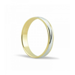 ALIANZA DE BODA FACETADA BICOLOR BRILLO DE ORO 18K