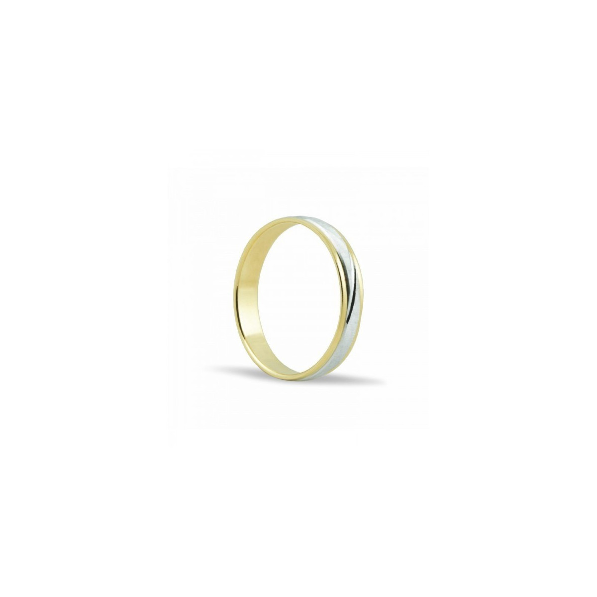 ALIANZA DE BODA FACETADA BICOLOR BRILLO DE ORO 18K