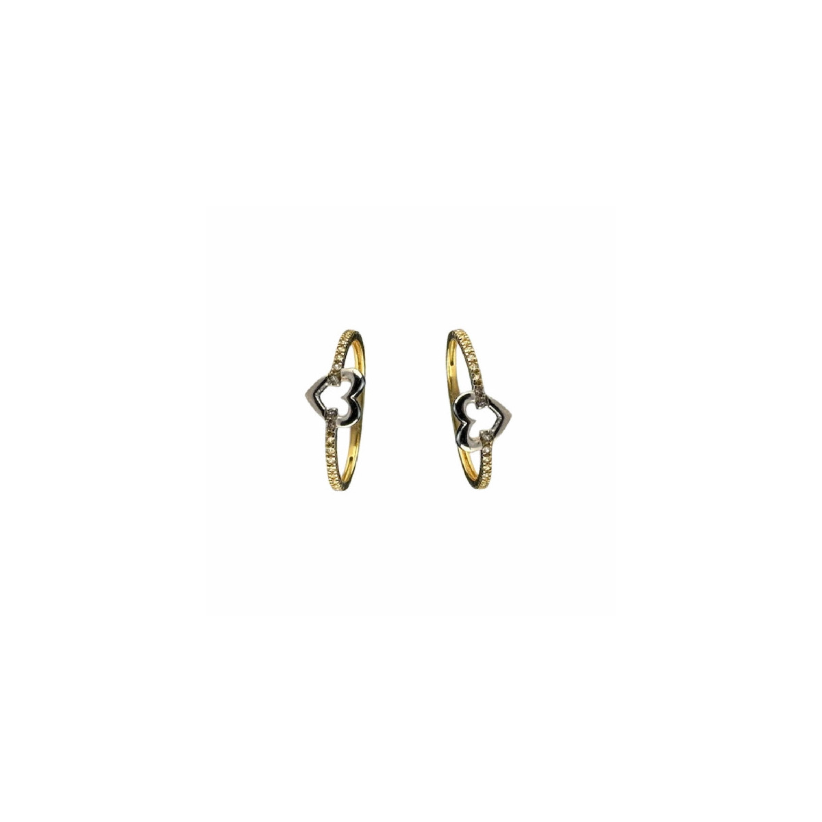 SORTIJA DE ORO BLANCO Y AMARILLO CORAZÓN - 9608-SB