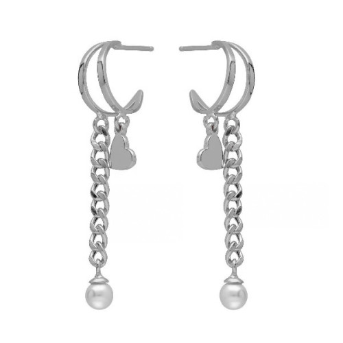 PENDIENTES VICTORIA CRUZ PERLA DOBLE ARO - A4751-00HT