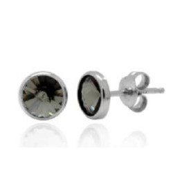 PENDIENTES VICTORIA BOTON GRIS PLATA - A3331-10HT