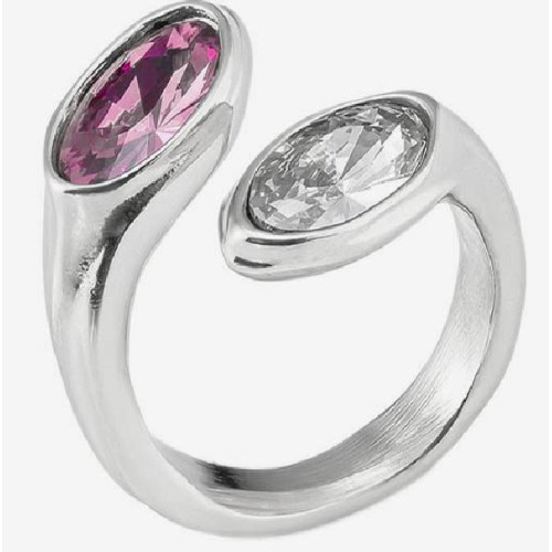 ANILLO UNO DE 50 MUJER PLATA Y ROSA - ANI0736MCLMTL15