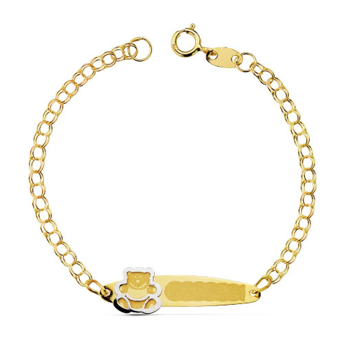ESCLAVA DE ORO PARA BEBE PLACA OSITO