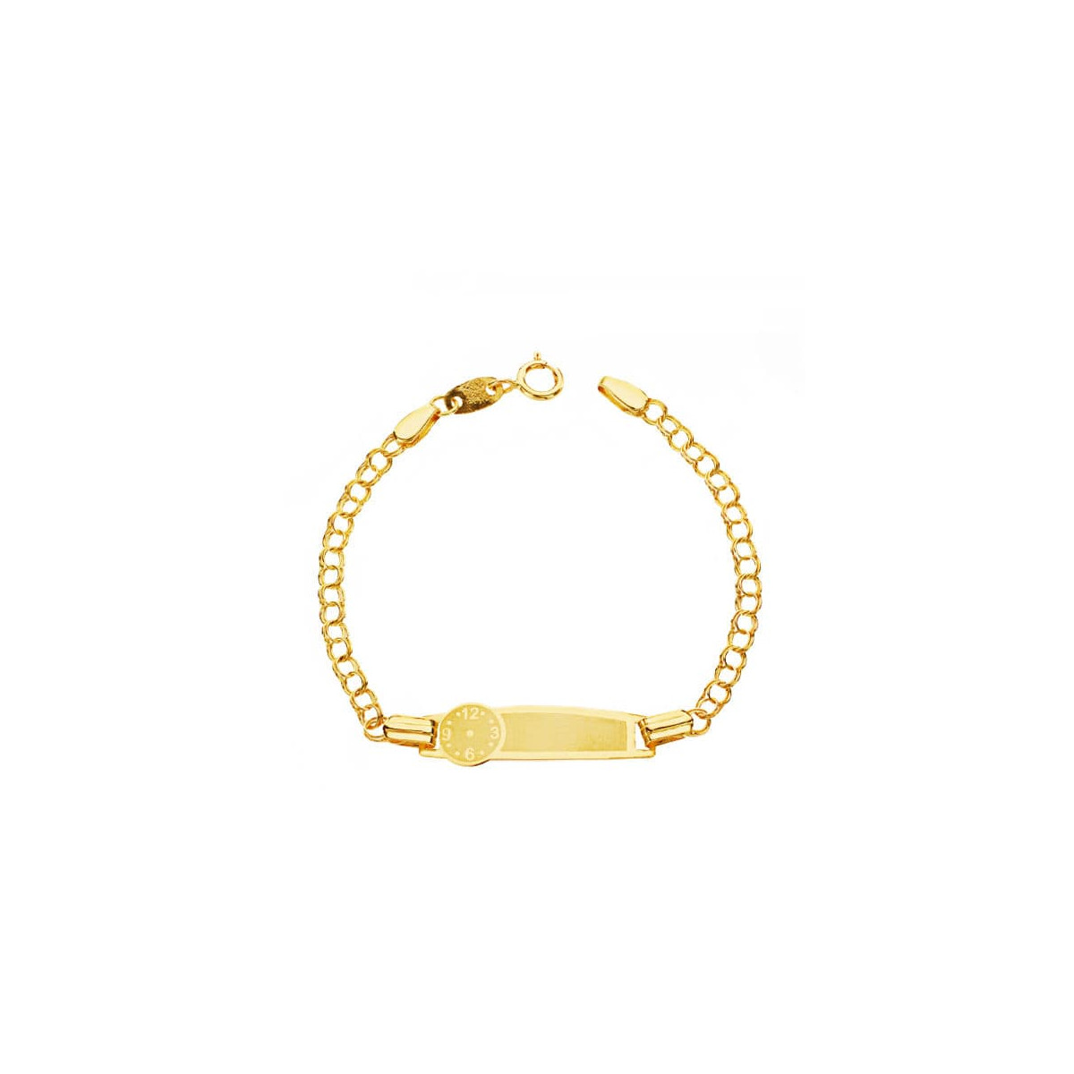 ESCLAVA DE ORO PARA BEBE PLACA RELOJ