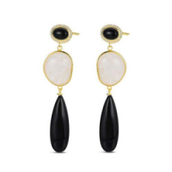 PENDIENTES PROMOJOYA ONIX CUARZO BLANCO DORADO - 9121428