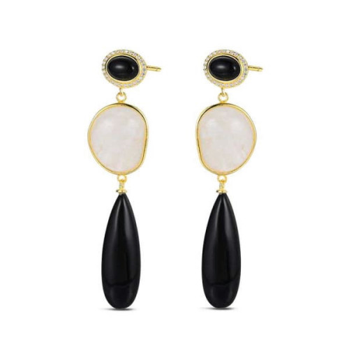 PENDIENTES PROMOJOYA ONIX CUARZO BLANCO DORADO - 9121428