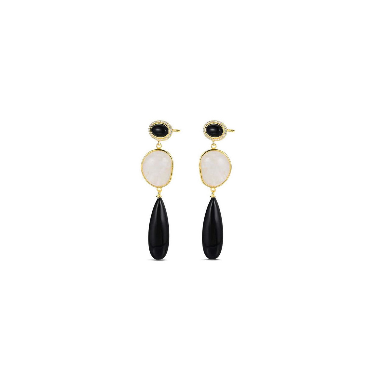 PENDIENTES PROMOJOYA ONIX CUARZO BLANCO DORADO - 9121428