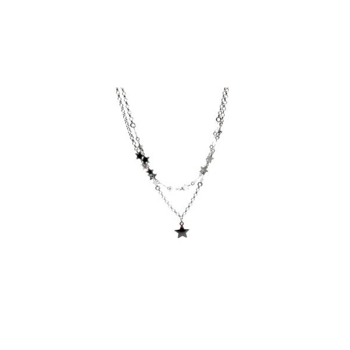 GARGANTILLA AURA PLATA DOBLE ESTRELLAS - PG01673