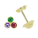 DORMILON DE ORO PIEDRAS DE COLORES - 2329
