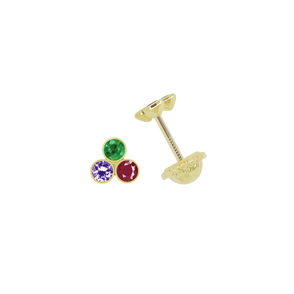 DORMILON DE ORO PIEDRAS DE COLORES - 2329