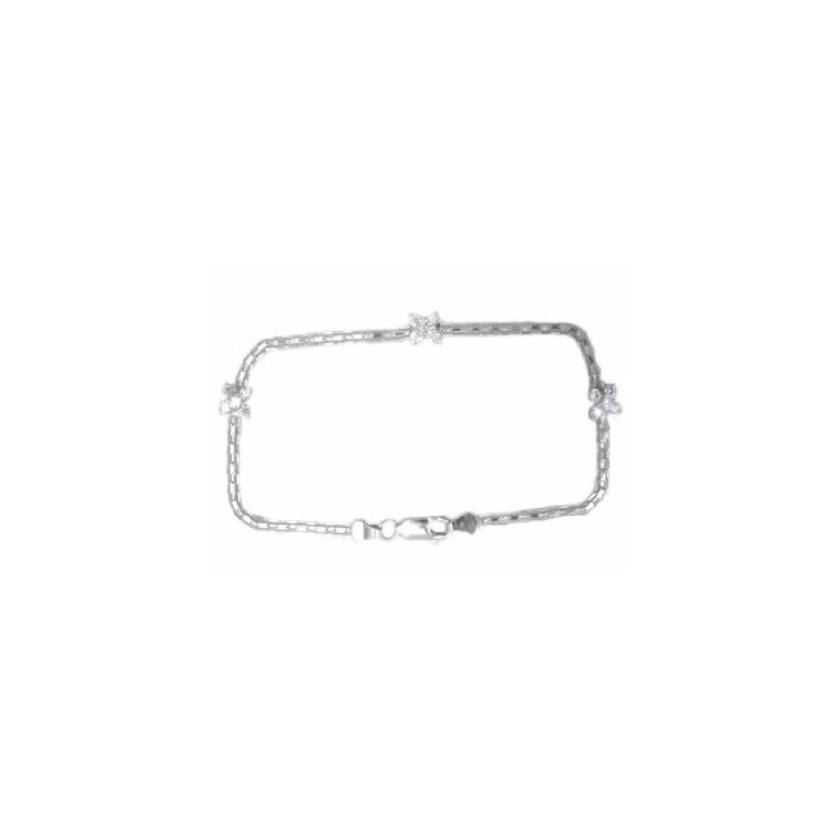 PULSERA ORO BLANCO BISMAR 3 MOTIVOS CIRCONITAS - 4198