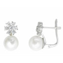 PENDIENTES ORO BLANCO ROSETON PERLA - 7239