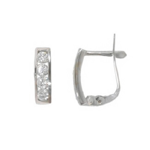 PENDIENTES ORO BLANCO CIRCONITAS CARRIL - 1069