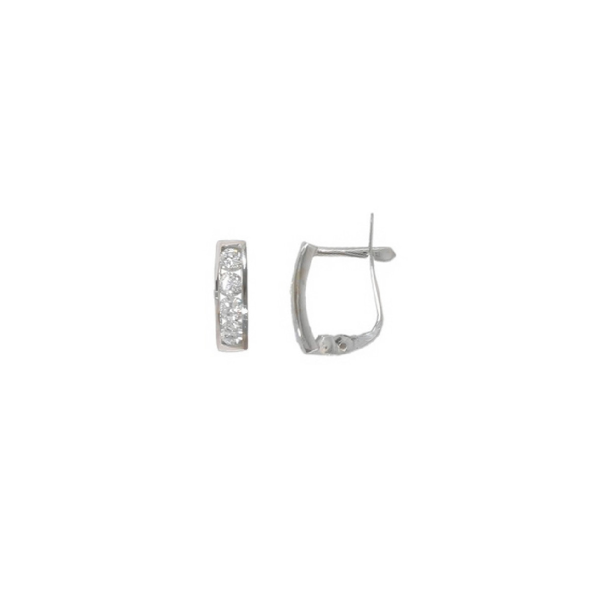 PENDIENTES ORO BLANCO CIRCONITAS CARRIL - 1069