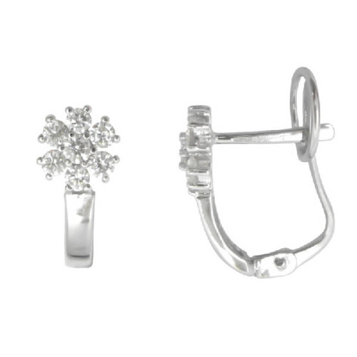 PENDIENTES ORO BLANCO ROSETON CIERRE CATALAN - 6497