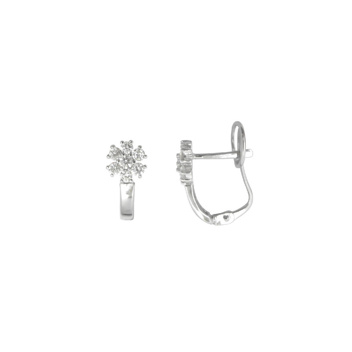 PENDIENTES ORO BLANCO ROSETON CIERRE CATALAN - 6497