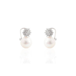 PENDIENTES ORO BLANCO ROSETON TU YO OMEGA - 210-841-1A